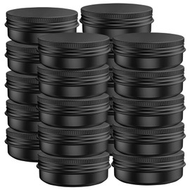 80 Pcs 1 Ounce Aluminum Tin Jars Containers Leak Proof Cosmetic Tin Jars Containers Round Screw Lids for Cosmetic, Salves, Balms, Lip Balm or Others, 30mL Black