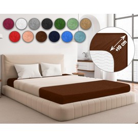 Sesto Senso Fitted Sheet 90 x 200 cm Brown for Topper Terry Cloth with Elastic Band 100% Cotton