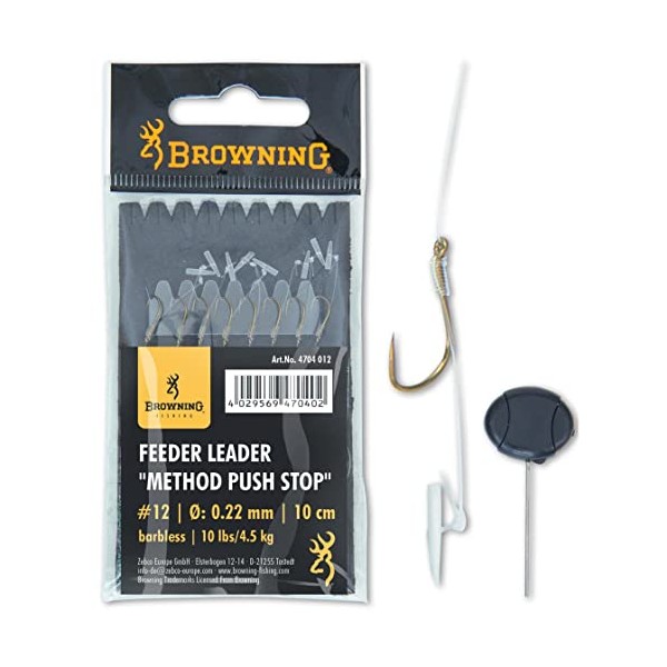 Browning Bronze 12 Feeder Leader Method Push Stop 10 lbs 4.50 kg Diameter 0.22 mm 10 cm Pack of 8