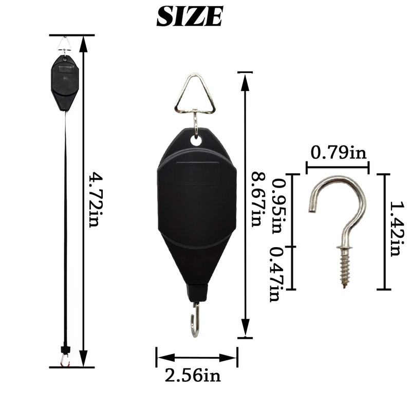 TIHOOD 3PCS Plant Pulley Hanger with 3 PCS Metal Ceiling