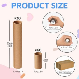 Dewgot 90 Pcs Cardboard Tubes for Crafts 2 Size Empty Toilet Paper Rolls, 1.7x10In＆1.6X 3.93In, Premium Kraft Paper Strong and Pressure-Resistant, Craft Tubes for Classroom DIY Projects-Brown