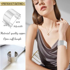 MOZAKA 2 Pcs Cuff Bangle Bracelet for Women Wide Open Cuff Bracelets Gold Sliver Wrist Cuff Wrap Bracelets Adjustable