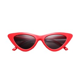 FOURCHEN Sunglasses for kids, Bold Retro Oval Mod Thick Frame Sunglasses Round Lens Clout Goggles (cat eye red)