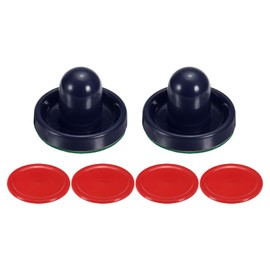 PATIKIL 75mm Air Hockey Pushers and Air Hockey Pucks, Handles Paddles Replacement Accessories for Game Tables(2 Pushers with Pads, 4 Pucks)