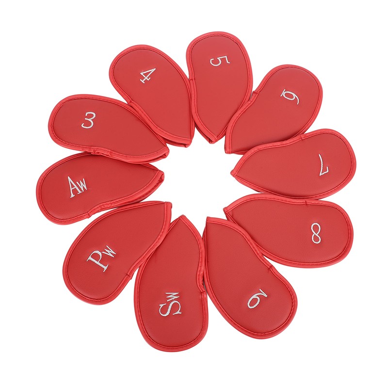 10PCS Golf Club Head Cover PU Leather Protective Abrasion Resistant
