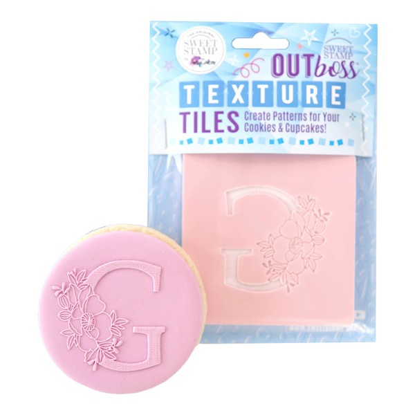 Sweet Stamp by AmyCakes Outboss Plastic Texture Tile, Monogram Floral