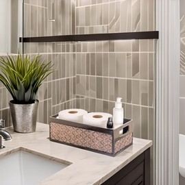 Creative Scents Dublin Brown Toilet Paper Storage Holder Basket for Decor - Decorative Bathroom Organizer and Storage for Countertop - Toilet Tank Topper Box - Modern Brown Bathroom Counter Decor