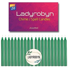 ladyrobyn Set of 20 Candles Chime Candles/Stick Candle/Spell Candle Set of 20 | Spell Candle | Unscented Spell Candles (Green)