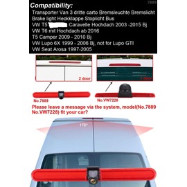 Third Brake Light Rear View Backup Camera Night Vision Reversing Camera +4.3" TFT LCD Monitor Transporter VAN for VW T5 Multivan Caravelle/T6/T5 Camper/Lupo 6X/Seat Arosa
