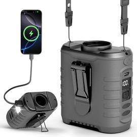 Upgraded Portable Waist Fan & Neck Fan, Up to 40H Runtime, 10000mAh Rechargeable Clip-On Belt Fan with 5-Speed 16000 RPM Turbo Airflow, Personal Wearable Fan for Outdoor Work, Camping, Travel - Gray