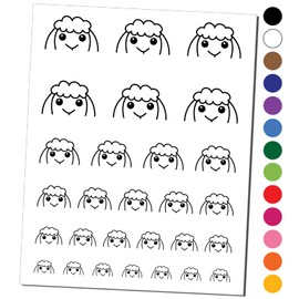 Peeking Sheep Temporary Tattoo Water Resistant Fake Body Art Set Collection - Black (One Sheet)