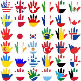 Fullhawl 36 Pcs World Flags Bulletin Board Cutouts Hand International Flags Around The World for Classroom Decorations 5.5 x 5 Inch Country Multicultural Paper Handprint Decor School Wall Door Party