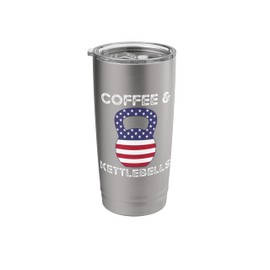 Funny Workout Kettlebells Coffee Lover Exercise America Stainless Steel Insulated Tumbler