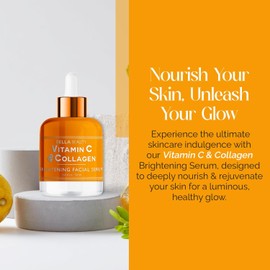 Bella Beauty Suero de vitamina C con colágeno - Suero facial coreano para manchas oscuras y aclarado de la piel, probado por dermatólogos - Suero facial antienvejecimiento y antiacné - Sin crueldad
