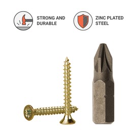Pack of 500 Yellow Galvanised Steel 2.5 x 20 mm Wood Screws Chipboard Screws Universal Pozi Drive Screw PZ Full Thread Pozidriv Countersunk Head (500, 2.5 x 20 mm)