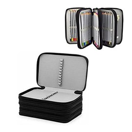 Estuche para Lápices con 72 Ranuras, Portalápices de Colores de Tela Oxford de Gran Capacidad para Niños, 4 Capas, Negro