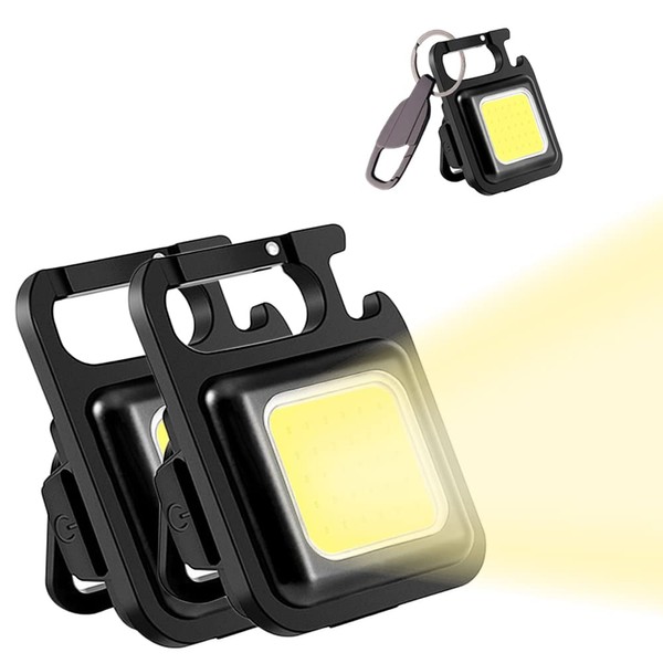 COB LED Floodlight, Work Light, LED Light, USB Rechargeable, 4 Lighting Modes, Magnetic, Mini, Flashlight, Key Chain Type, 1.6 oz (45 g), Small, Lightweight, High Brightness, For Outdoors, Emergency Lighting, Camping, Climbing, Disasters, Power Outages, 