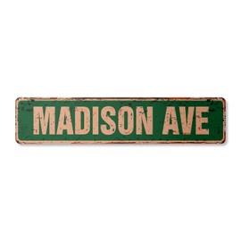 Madison Avenue Vintage Aluminum Street Sign Manhattan New York Metal Sign Advertising Rustic Metal tin | Indoor/Outdoor | 18" Wide