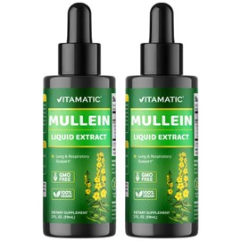 Vitamatic 2 Packs Liquid Mullein Leaf 1000mg per Serving - 2 FL OZ - Supports Healthy Respiratory, Bronchial & Immune Function (Total 4 OZ)