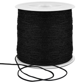 TONIFUL 1mm x 100 Yards Black Nylon Cord Satin String for Bracelet Jewelry Making Rattail Macrame Trim Cord Necklace Bulk Beading Thread Kumihimo Chinese Knot Craft