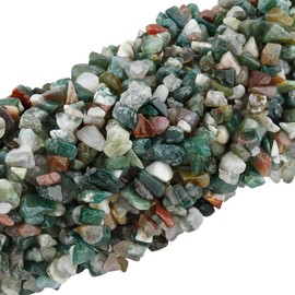 KYEYGWO Moss Agate Irregular Gemstones Loose Beads Strand, Tumbled Stone Chip Crystal Tumbled Stones for Jewellery Making and DIY Handmade Craft, 83.8 cm