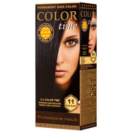 COLOR TIME | Permanent Gel Hair Dye Black Blue Color 11 | Enriched with Royal Jelly and Vitamin C | Permanent Hair Color | Covers Gray Hair | 100 ML