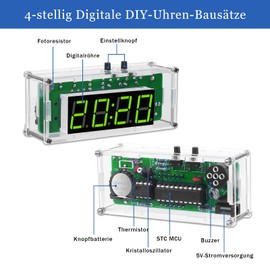PEMENOL TJ-56-428 4-Digit Digital DIY Clock Kits with Acrylic Shell, Alarm Clock Soldering Practice Kit for Beginners, Students and DIY Enthusiasts, for Learning Electronics