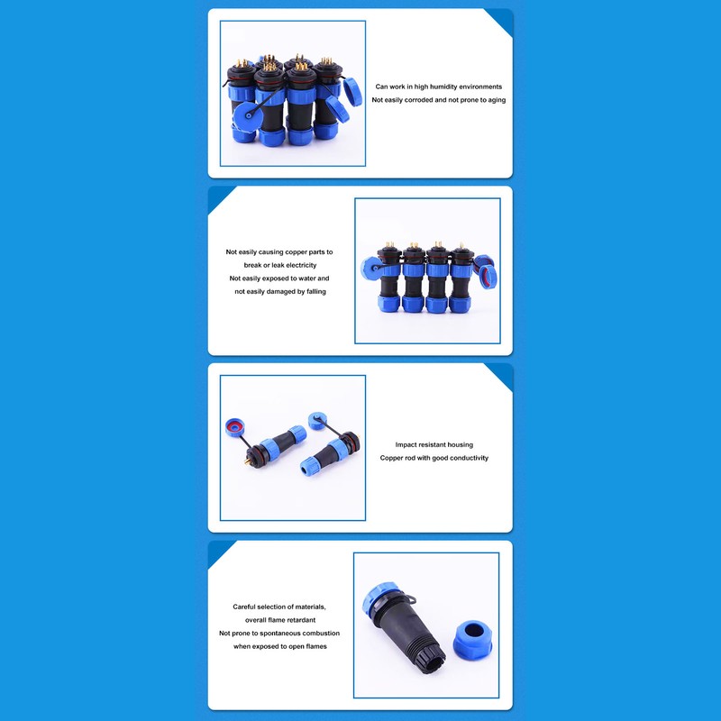 3 Pcs SP21 Aviation Connector 2 Pin IP68 Waterproof Rear
