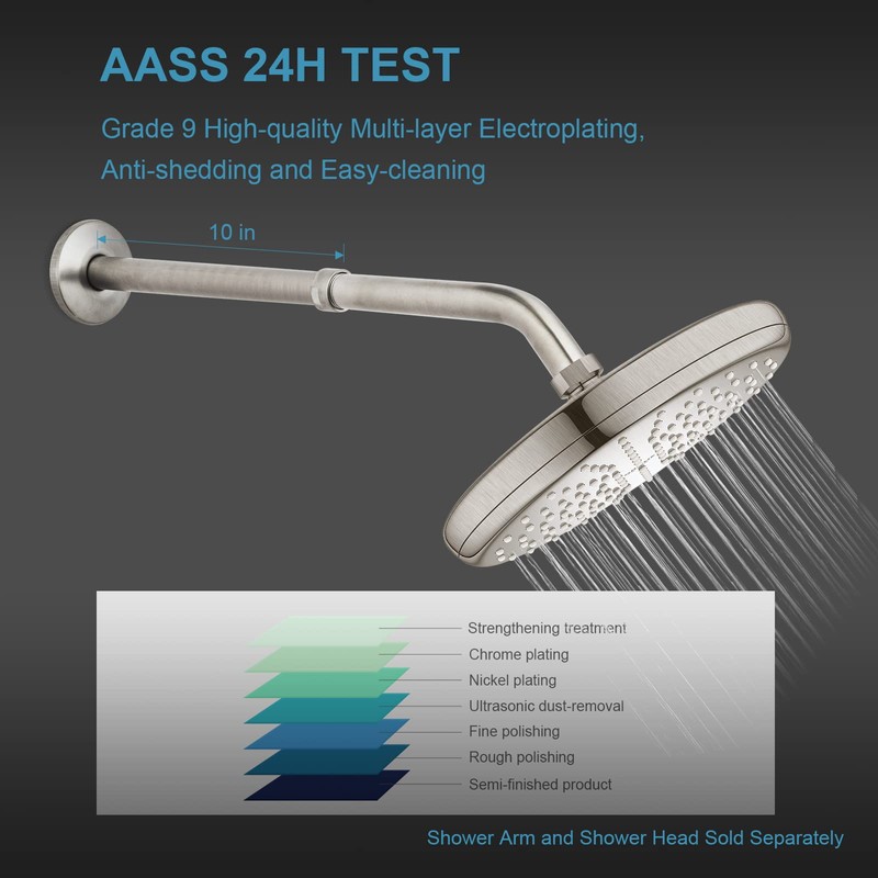 OFFO Shower Head Extension Arm, Brushed Nickel 10 in Shower