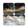 4 x Square Black Gold Coasters - Marble Effect Agate