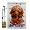 Breeze Decor Patriotic Miniature Poodle Garden Flag Set with Stand