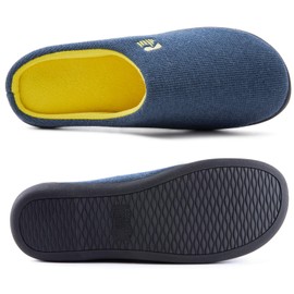 RockDove Men's Original Two-Tone Memory Foam Slipper, Size 9-10 US Men, Blue/Maize