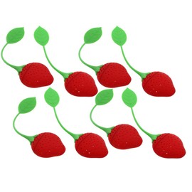 CRIVERS Innovative Strawberry Shape Design Silicone Loose Tea Infuser, Strainer, Steeper, Teapot & Teacup(8PC, Strawberry Shape)