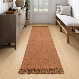 Collive Long Hallway Rug, 2.6' x 7', Washable Indoor Entryway Rug, Terracotta Braided Woven Rugs, Low-Profile Floor Carpet for Laundry Room, Bedroom