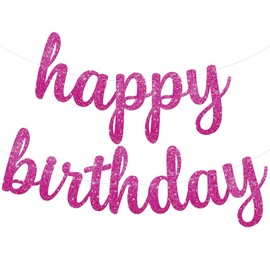 KatchOn Glitter Pink Happy Birthday Banner - 10 Feet, NO DIY | Pink Birthday Banner | Pink Birthday Decorations | Happy Birthday Pink Banner, Pink Happy Birthday Sign | Happy Birthday Decorations