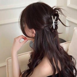 Aneneiceera Vintage Hohle Metallhaarspange Krallen Metallhaarkralle Barrette Minimalistische Kiefer Haarklemme Große Silberne Haarhalter Clips Nicht Rutschen Pferdeschwanz Haar Fangen Dekorative