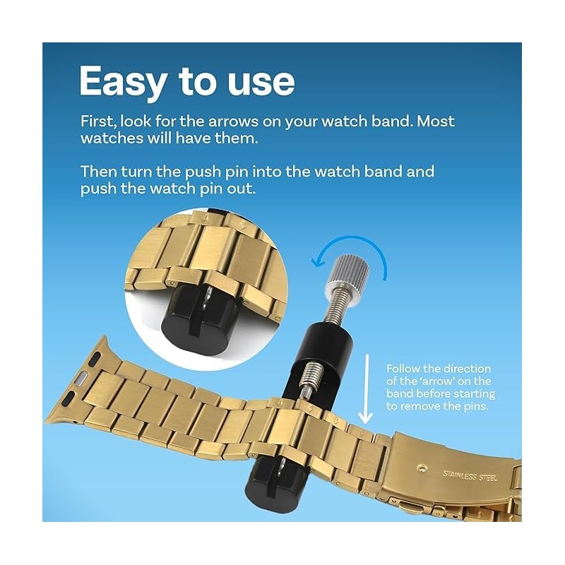 Vaporly UK Metal Watch Strap Repair Tool Kit, Threaded Link