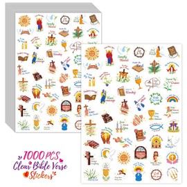 1000 calcomanías con versículos de la Biblia, pegatinas transparentes inspiradoras para orar las escrituras, calcomanías de fe religiosa de Jesús para libros de recortes, botellas, planificador de
