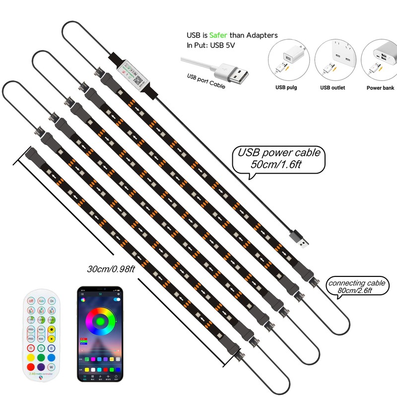 WUYXPG LED Strip Lights 6 Pre-Cut Led Light Strip with