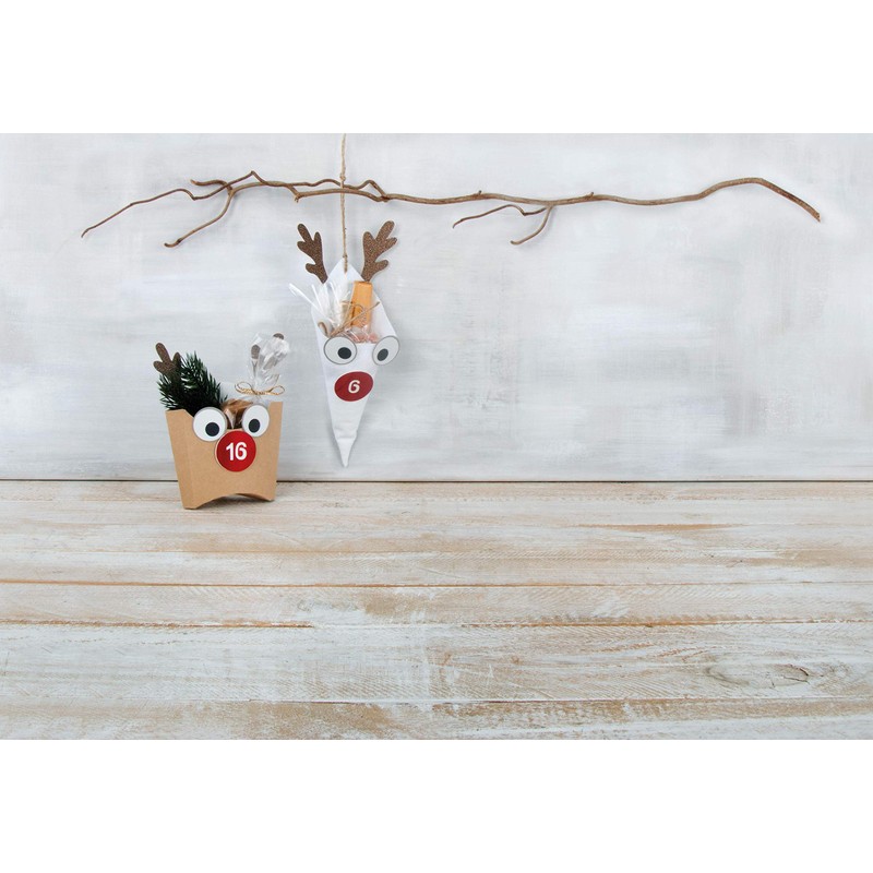 Rayher 46560000 Advent Calendar Accessories: Rudolf Reindeer 1 Set, Paper,