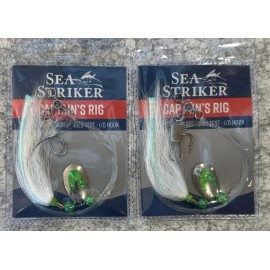 Sea Striker 2 Packs Sea Striker Fluke Flounder Spinner Captains Rigs 1/0 Green And White