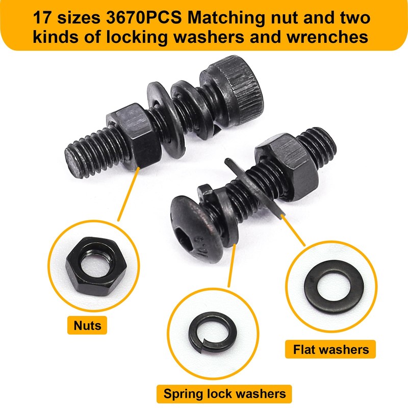 weideer 3670pcs M2 M3 M4 M5 Metric Screw Assortment Kit,Metric
