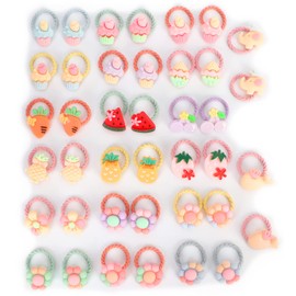 40 Pcs Baby Girl Hair Ties,Classycoo Cute Cartoon Elastic Rubber Bands Ponytail Hair Holders Head Bands Ropes Hair Accessories for Girls Infants Toddlers Kids Teens and Children