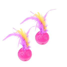 BeeSpring Cat Balls Interactive Cat Toy Cat Feather Balls with Loud Bell Inside (2Pcs Red)