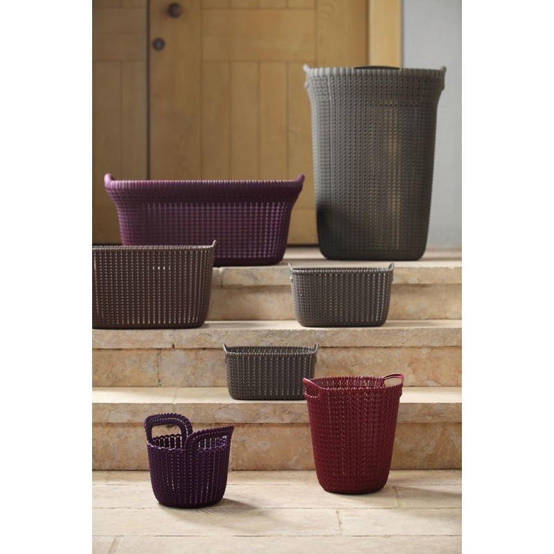 CURVER 226398 Decorative Round Plastic Knitting Basket 23 x 19
