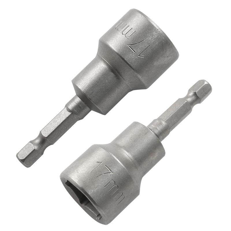 Cjueiom 2pcs 1/4" Quick-Change Hexagon Socket, 17mm Metric Nut Drivers