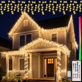 LitHome 26FT Color Changing Icicle Lights for Outdoor, 35 Colors Christmas Icicle Lights Outside with Remote Plug in, Icicle Christmas Light Indoor Connectable for Xmas Holiday Roof Home Decor