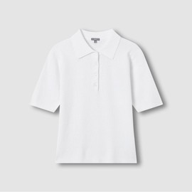 JAJU [JAJU] Women's Collar Short-Sleeve Knit_White