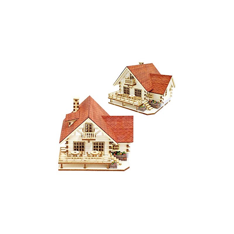 Young Modeler Desktop Wooden Model Kit Log House Cafe