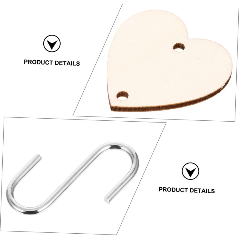 IWOWHERO 1 Set Wooden Cutouts for DIY Projects Heart Shaped